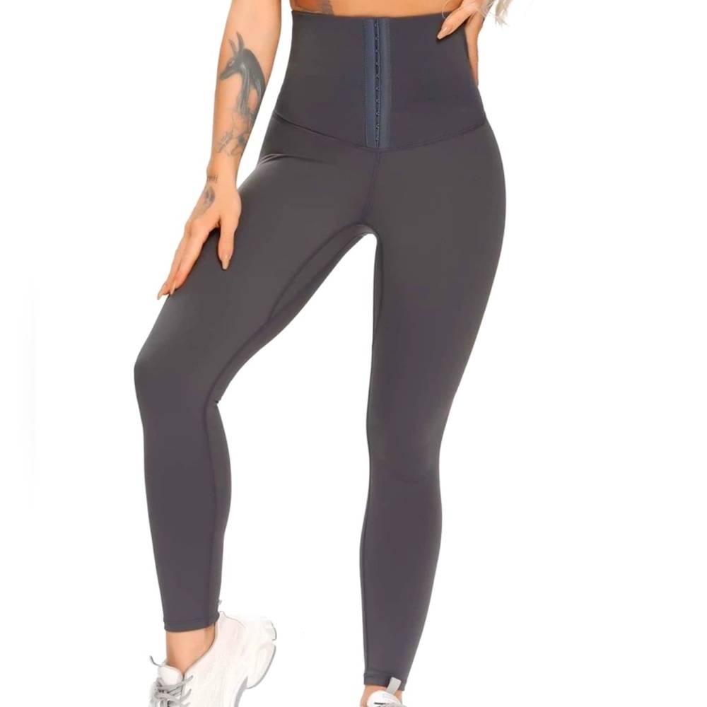 High Waist Adjustable Breasted Tummy Control Corset Shape Sports leggings, small